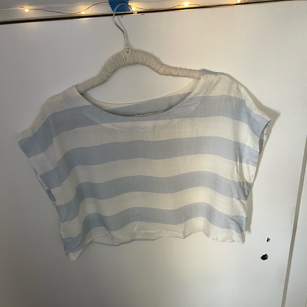 Altar'd State Blue and White Striped Crop Top